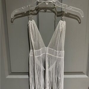 White Beaded Fringe Top